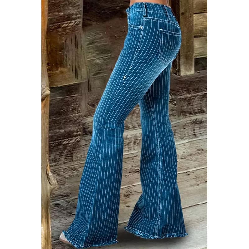 Striped Flared Trousers, image 4