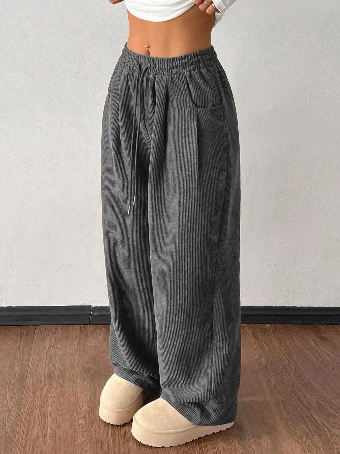 Corduroy Wide-Leg Trousers, image 1
