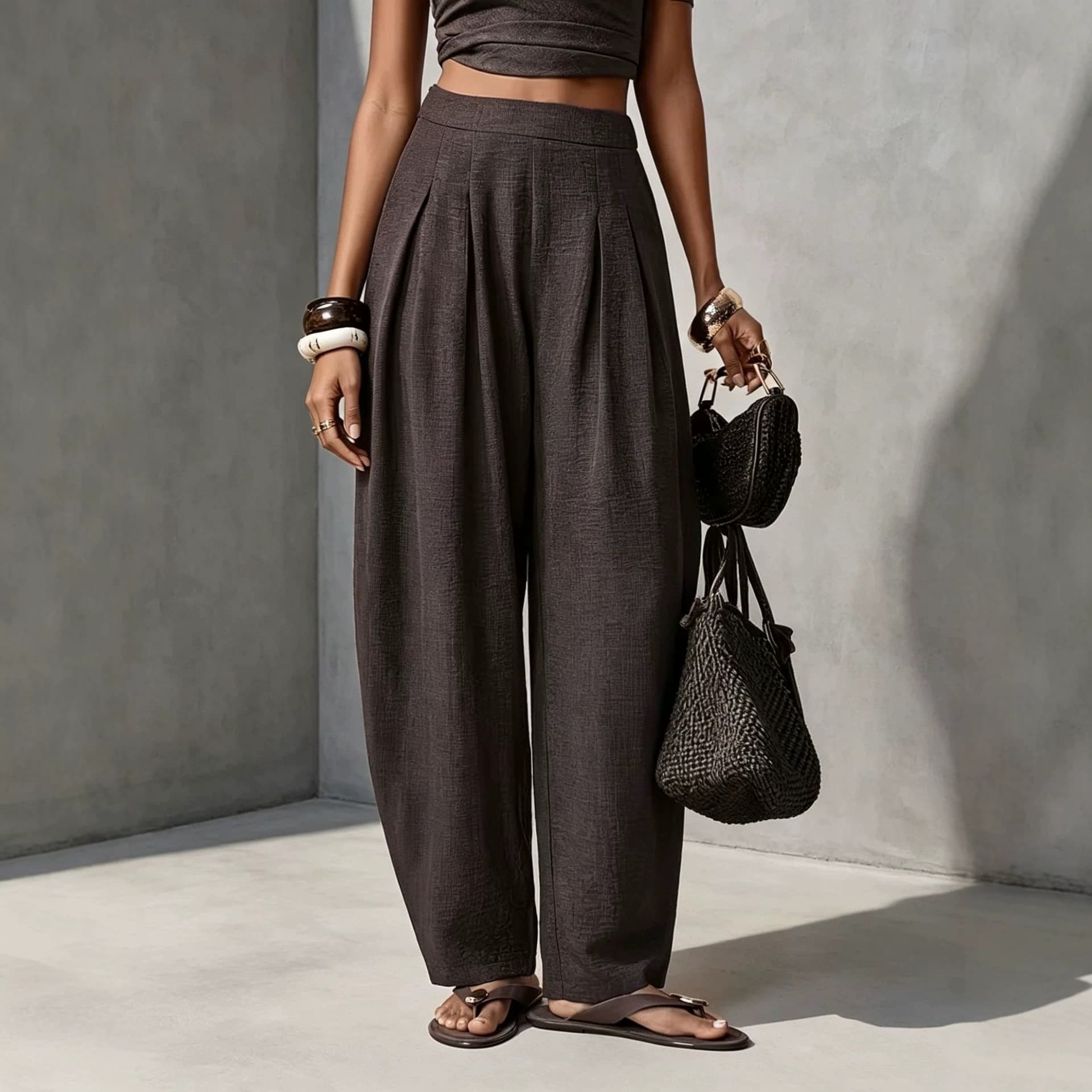 Wide-Leg Casual Trousers, image 1