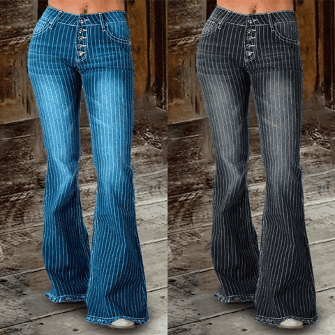 Striped Flared Trousers, image 1