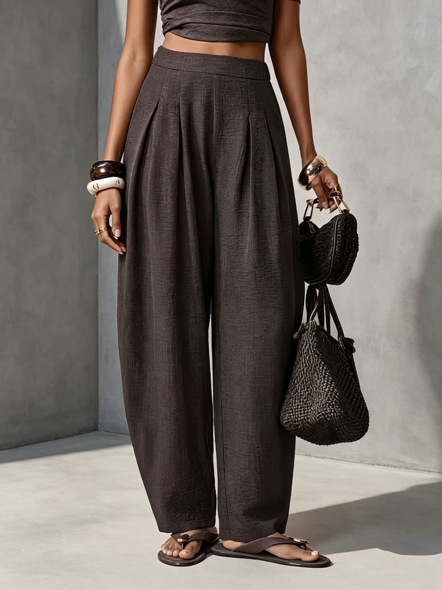 Wide-Leg Casual Trousers, image 6