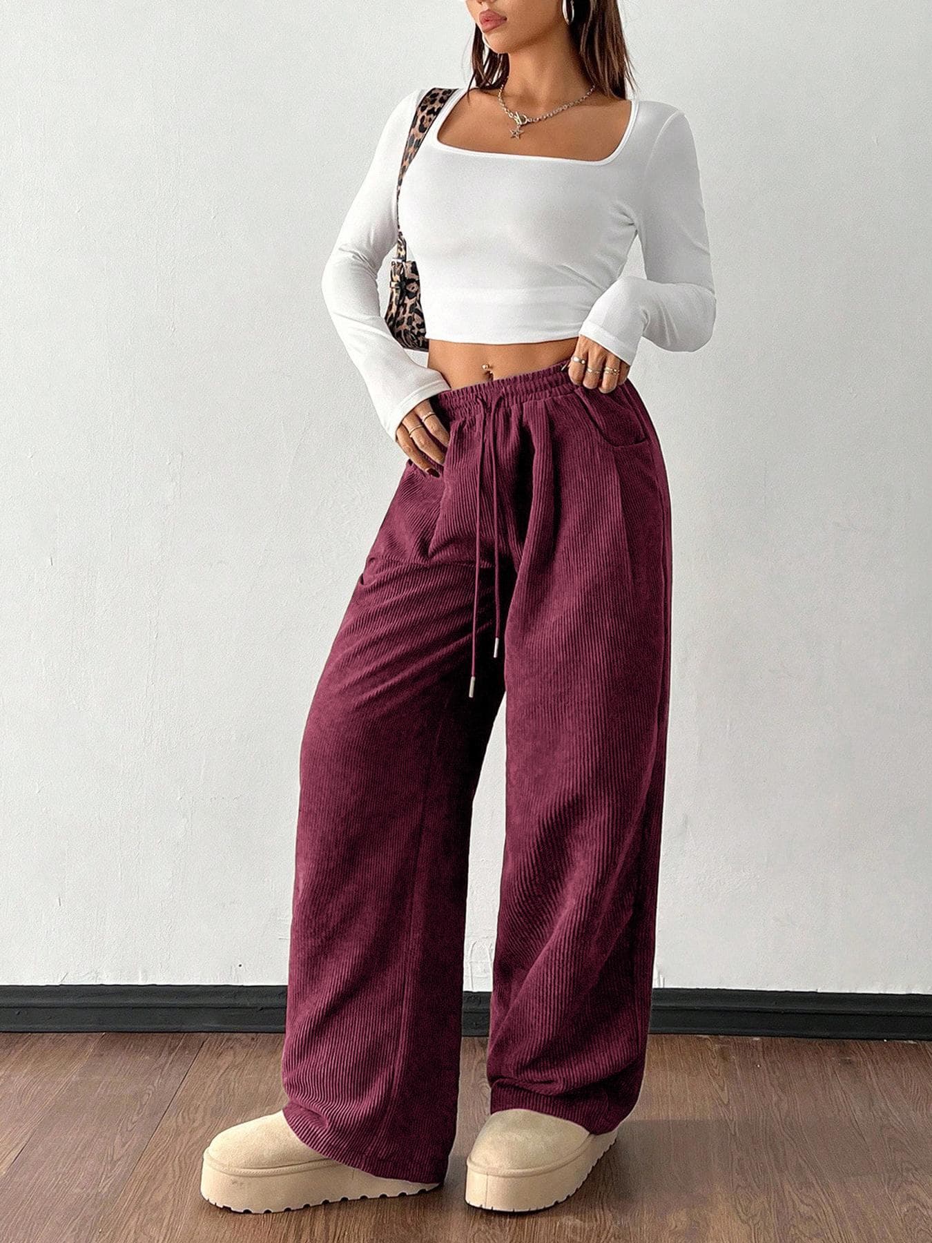 Corduroy Wide-Leg Trousers, image 6