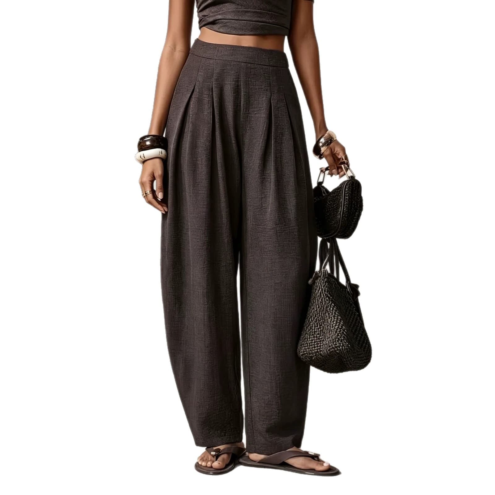 Wide-Leg Casual Trousers, image 7