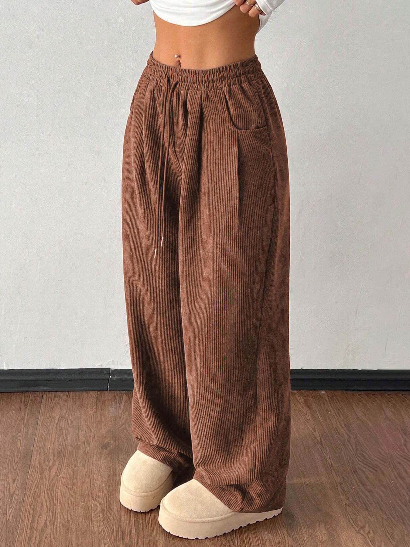 Corduroy Wide-Leg Trousers, image 4