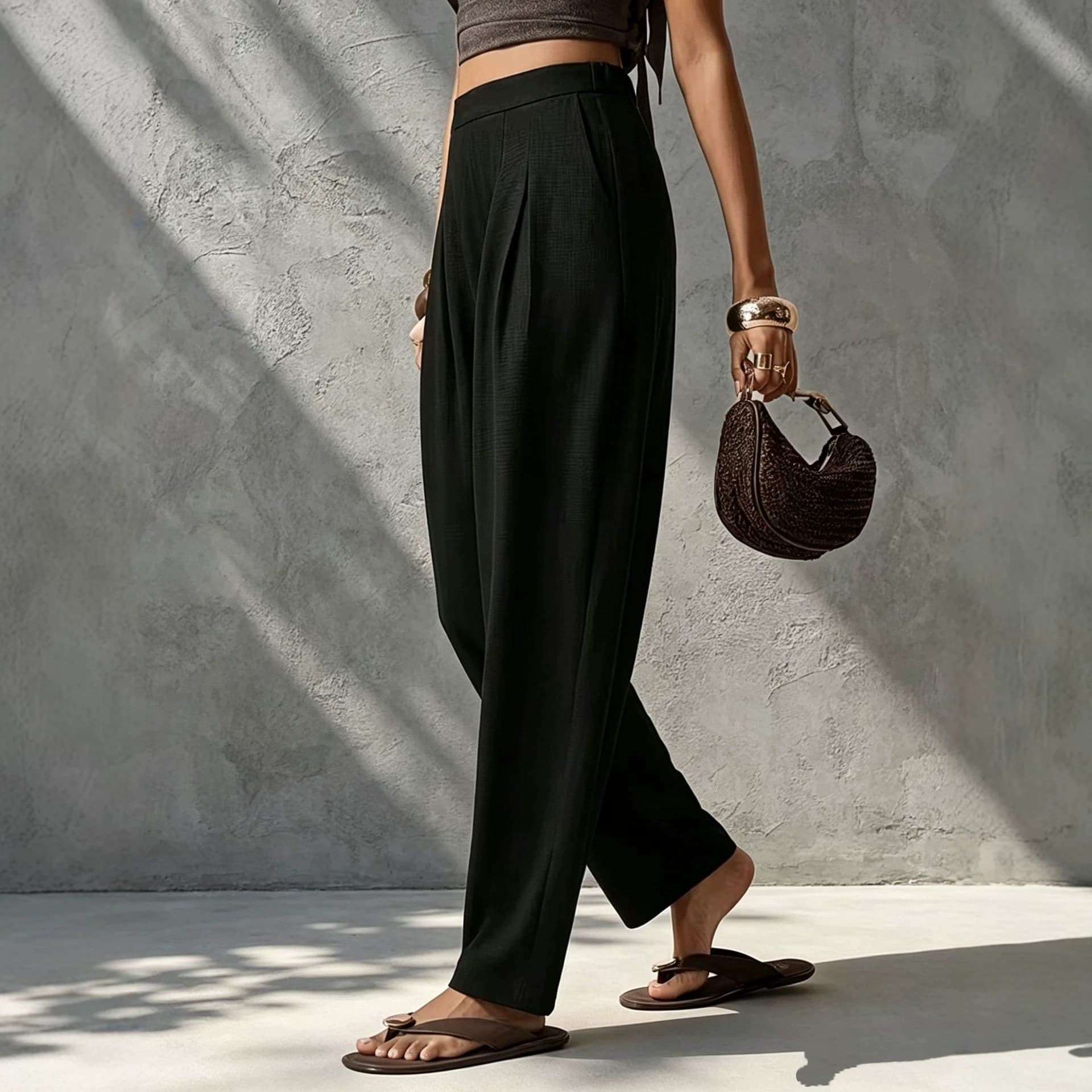 Wide-Leg Casual Trousers, image 3