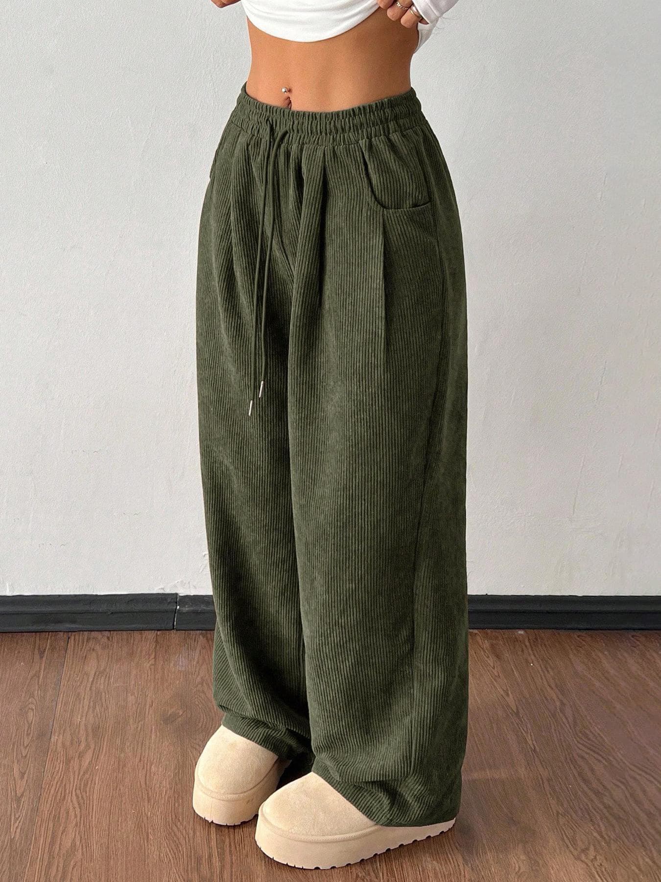 Corduroy Wide-Leg Trousers, image 5