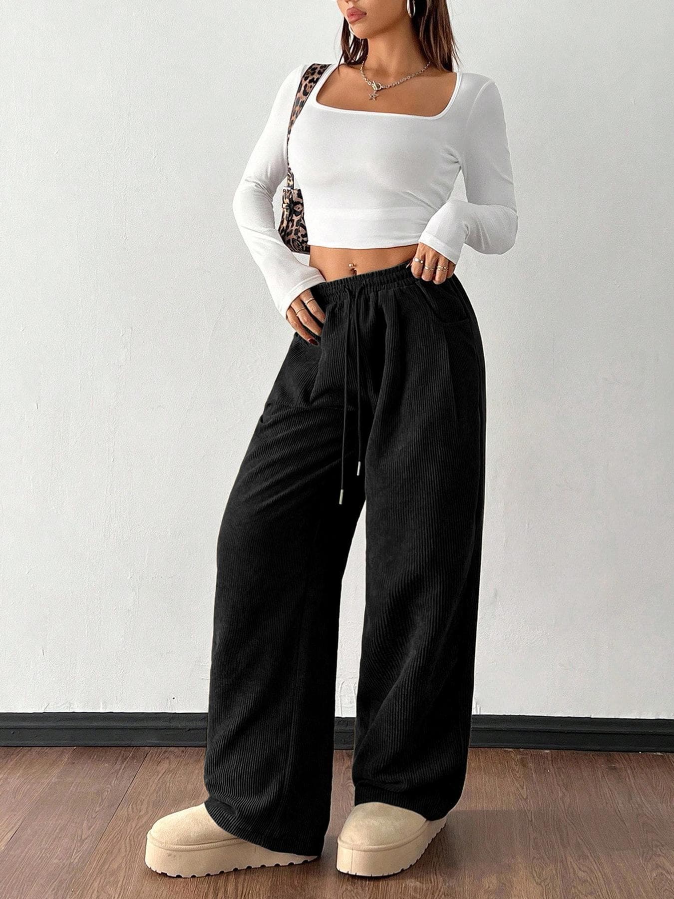 Corduroy Wide-Leg Trousers, image 2